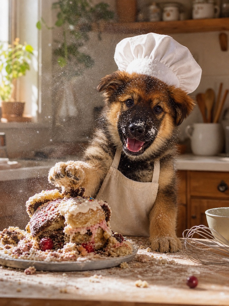 Baking Disaster personalized pet portrait example